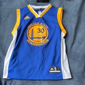 Adidas Blue and Yellow Warriors CURRY Basketball Jersey